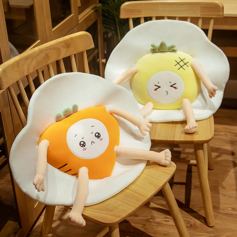 

38/60cm Creative Fruit Poached Egg Plush Toys Kawaii Funny Egg Pillow Chair Cushion Children Girls Birthday Valentine's Gifts