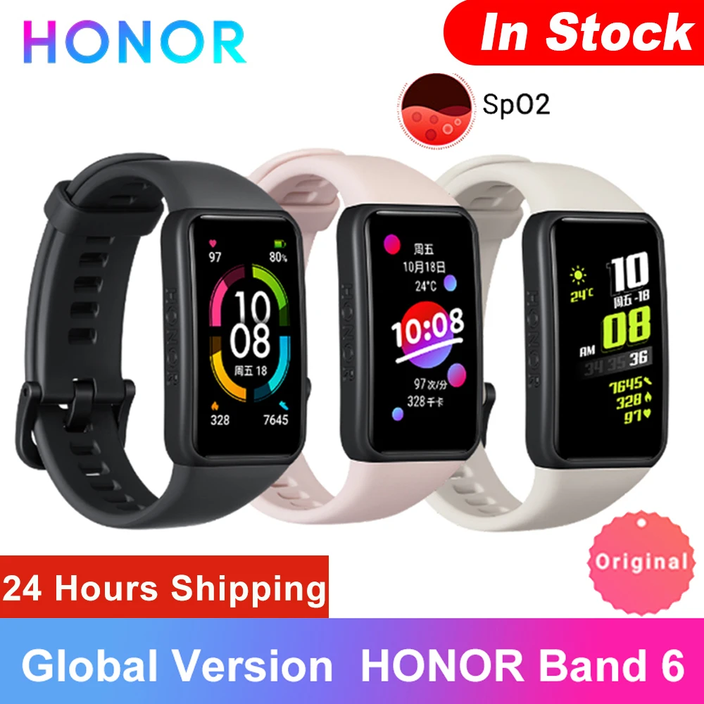 Оригинальный Honor Band 6 глобальная Версия смарт-часы-браслет Водонепроницаемый