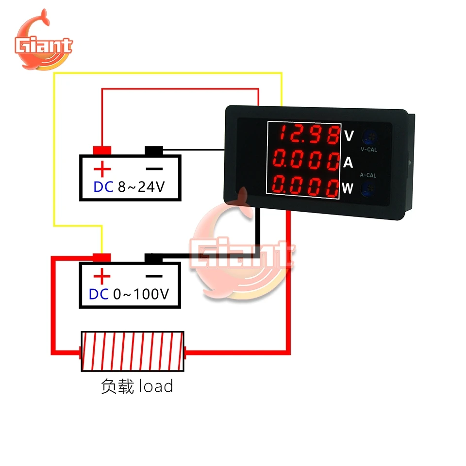 DC 0 100 в 10A 1000 Вт Цифровой светодиодный Вольтметр Амперметр Wattmeter Напряжение Ток