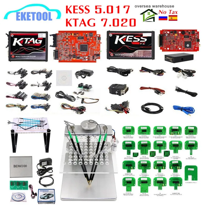ЕС красный KESS V2.47 5,017 KTAG V2.25 7,020 онлайн Версия светодиодный BDM Рамка BDM зонд 22 шт. KESS 2,47 KTAG 4 светодиодный ECU программирование
