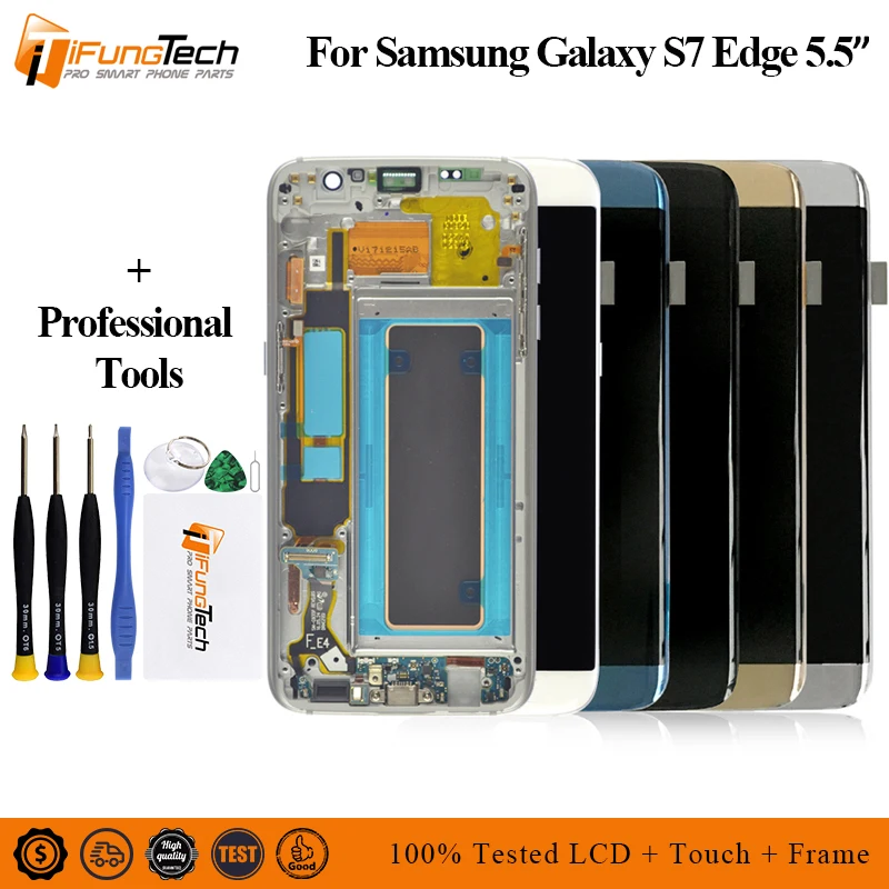 ЖК-дисплей Amoled для SAMSUNG Galaxy S7 edge G935 G935F сенсорный экран с дигитайзером в сборе