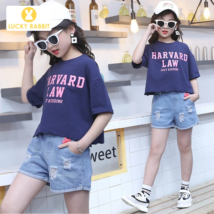 Повседневный комплект детской одежды в уличном стиле Футболка с