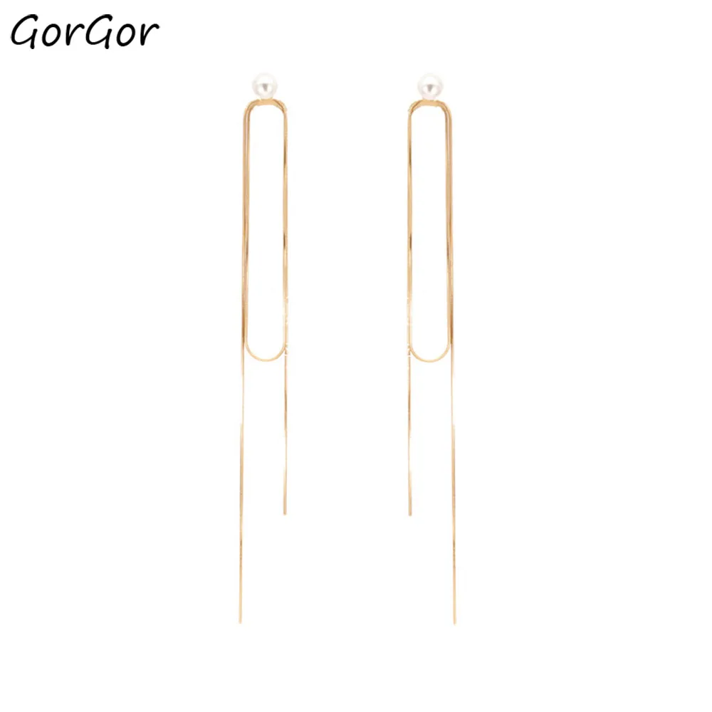 

GorGor Dangle Earrings Women Alloy Material Fashion Statement Tassel Chain Minimalist Creative Party Popular Jewelry EZ-908