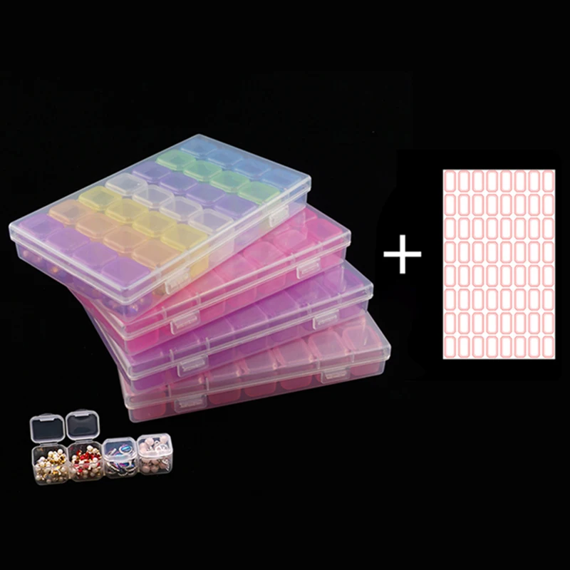 Набор инструментов для алмазной живописи 28 ячеек пластиковый бокс хранения с