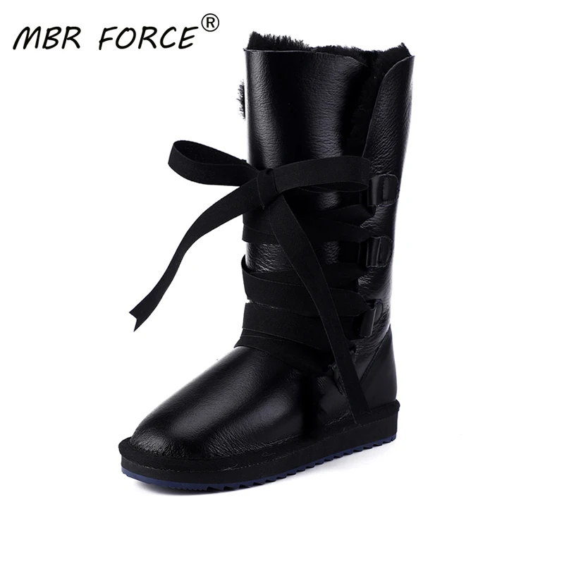 Новые модные зимние сапоги MBR FORCE на шнуровке Женская овечья кожа натуральная