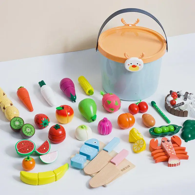 

New Pretend Play Set Wooden Food Toy DIY Simulation Cutting Fruit Vegetable Food Pretend Play Toys For Children Educational Gift