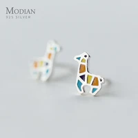modian hot sale real 925 sterling silver elegant multicolor enamel horse stud earrings for women silver fashion s925 jewelry
