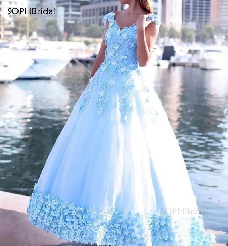 

Новое поступление бальные платья платье бальное платье кружево, аппликация бисером 3D цветы на шнуровке; Большие размеры для девочки Пышное ...