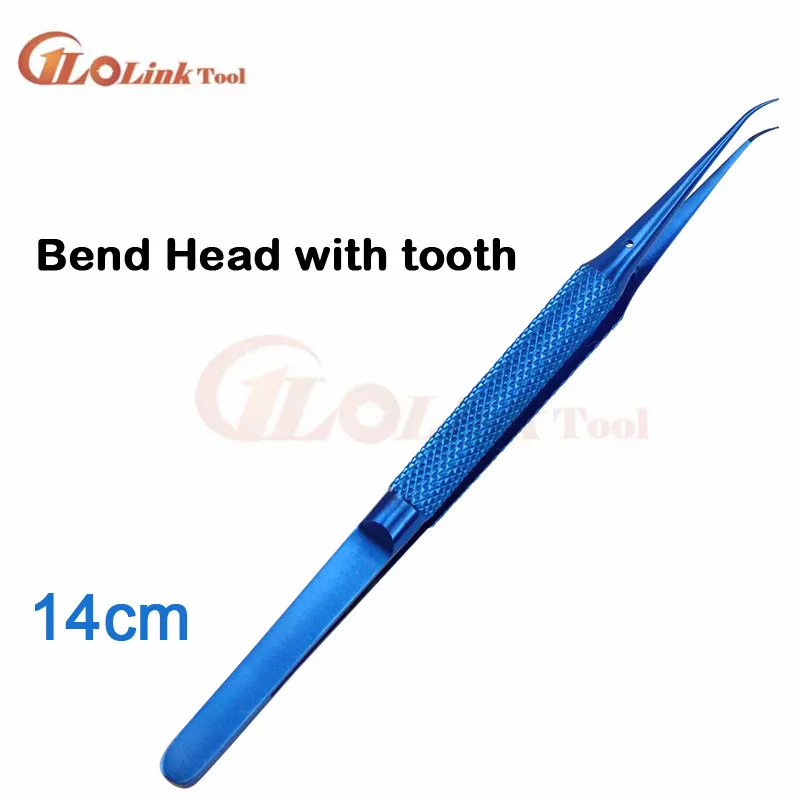 T 14cmbend withtooth 14 см, 15 см, 16 см, 18 Пинцет cm офтальмические инструменты Титан сплав изгиб платформа Пинцет линия пинцет для бровей Пинцет косметический инструмент - Цвет: T 14cmbend withtooth