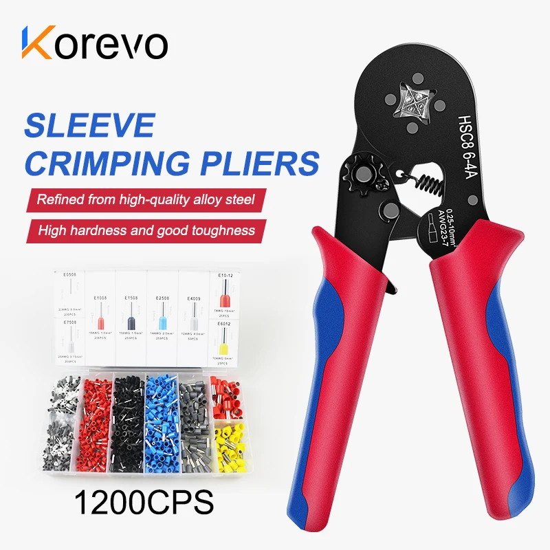 

Ferrule Crimper Pliers Set Wire Crimping Tool with 1200 Terminal Connector Electricians Contractors for Stripper Wiring Projects