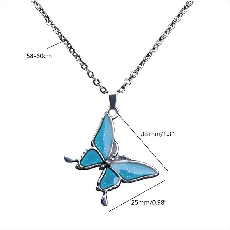 

Butterfly Gemstone Color Change Mood Pendant Emotion Feeling Necklace
