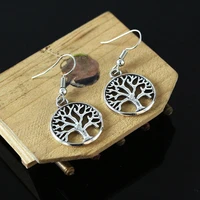 new life tree earrings for women hollow out plant round earring girl jewelry fashion pendientes