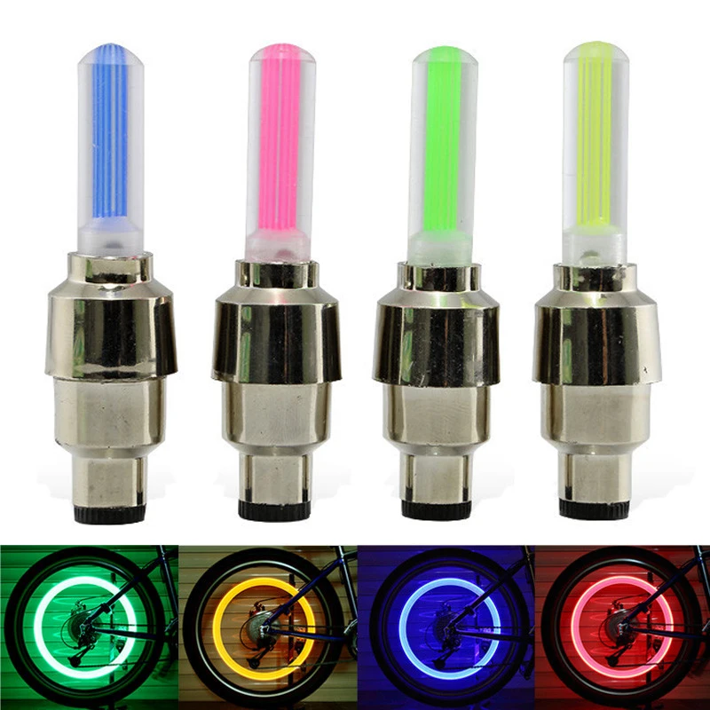 

2pcs LED Tire Valve Stem Caps Neon Light Auto Accessories Bike Bicycle Car Auto Waterproof Youthful Cycling Exercise Flashlight