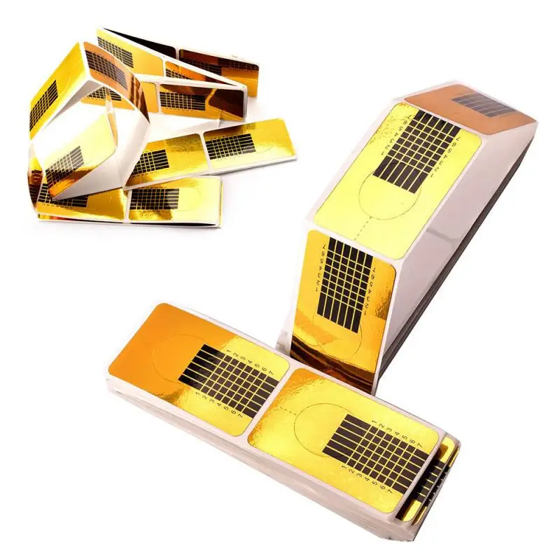 ELECOOL 500PCS Golden Nail Form Tips for Acrylic UV Gel Tip Extension Horseshoe Art Guide FormNail Polish Wholesale | Красота и