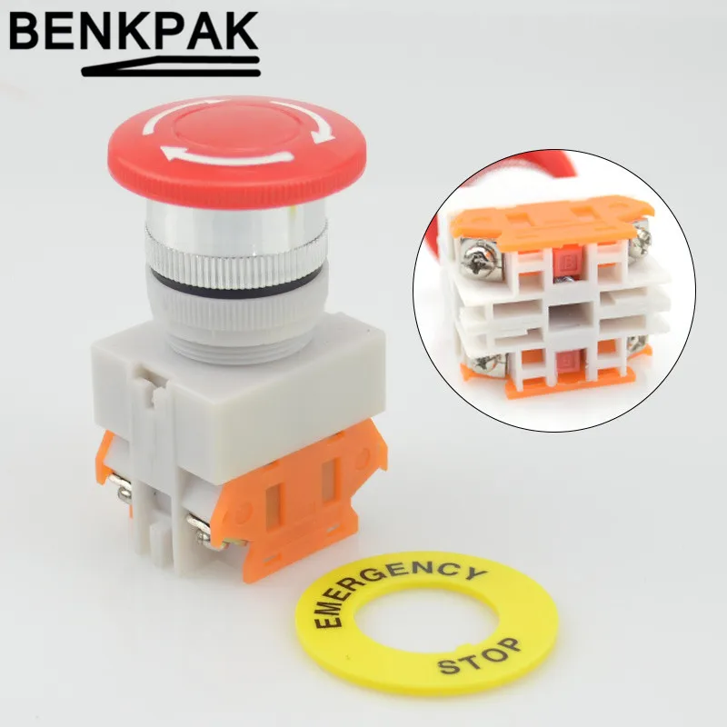 Amico Red Грибная крышка 2NC DPST Кнопка аварийной остановки переключатель переменного