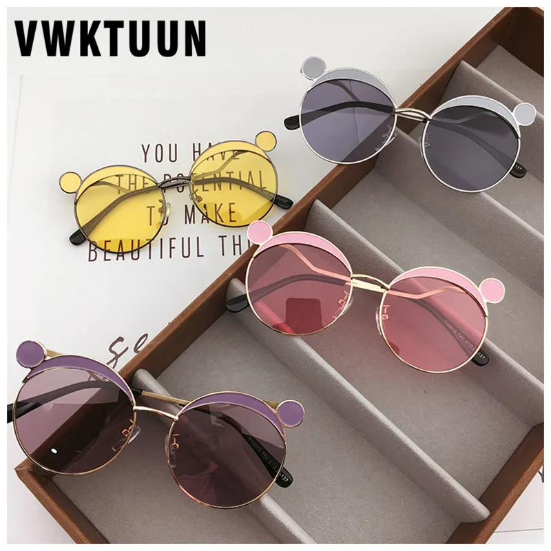 

VWKTUUN Sunglasses Girls Boys 2020 New Sun glasses Childlren UV400 Sport Eyewear Colorful Sunglass Child Points Round Glasses