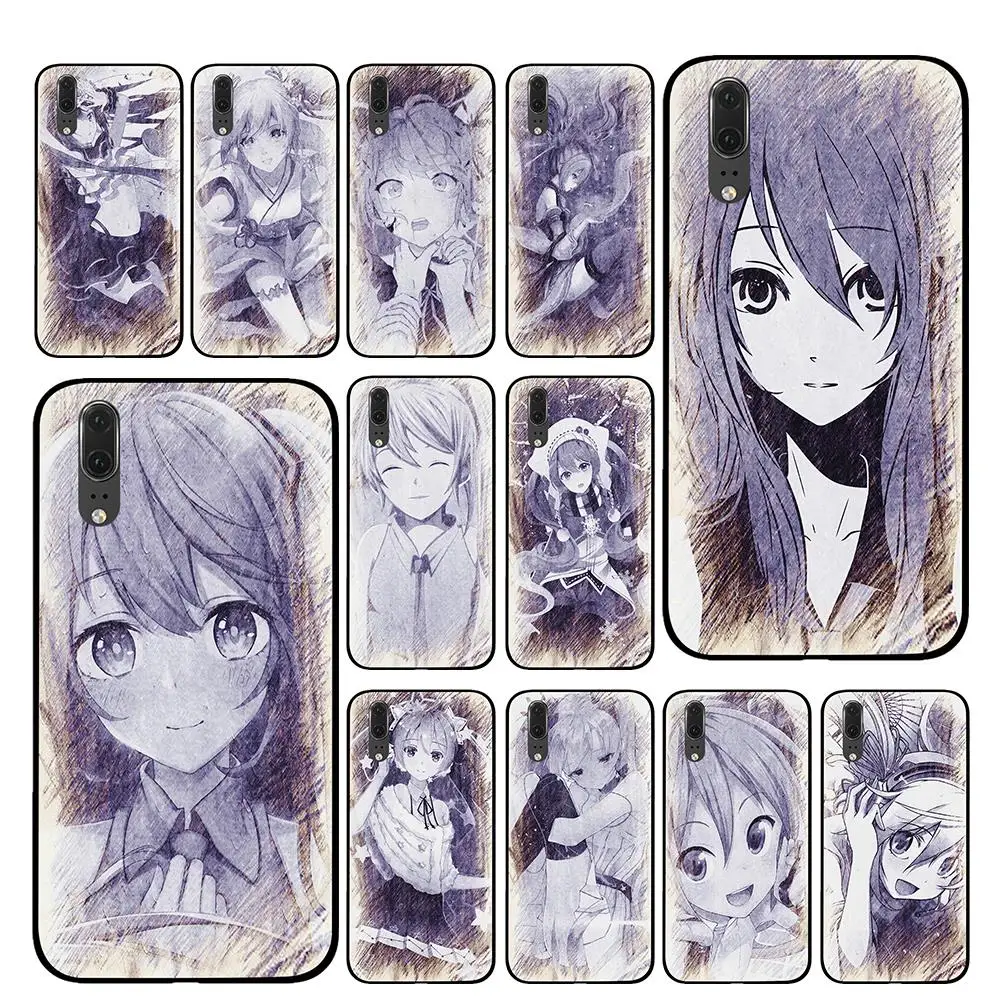 Hatsune Miku черный белый комплект люксовых туфель и телефонные чехлы для Huawei Honor V9 V10 8 9