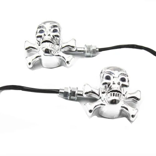 

Motorcycle Universal Skull LED Turn Signal Lights Indicator Blinkder Lamp Chrome For Honda Yamaha Suzuki Kawasaki KTN Touring