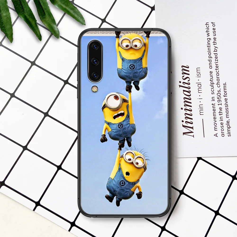 

Cute Minione Cartoon Phone Case For Samsung Galaxy A 3 5 7 8 10 20 20E 21S 30 30S 40 50 51 70 71 black Coque Luxury Hoesjes 3D