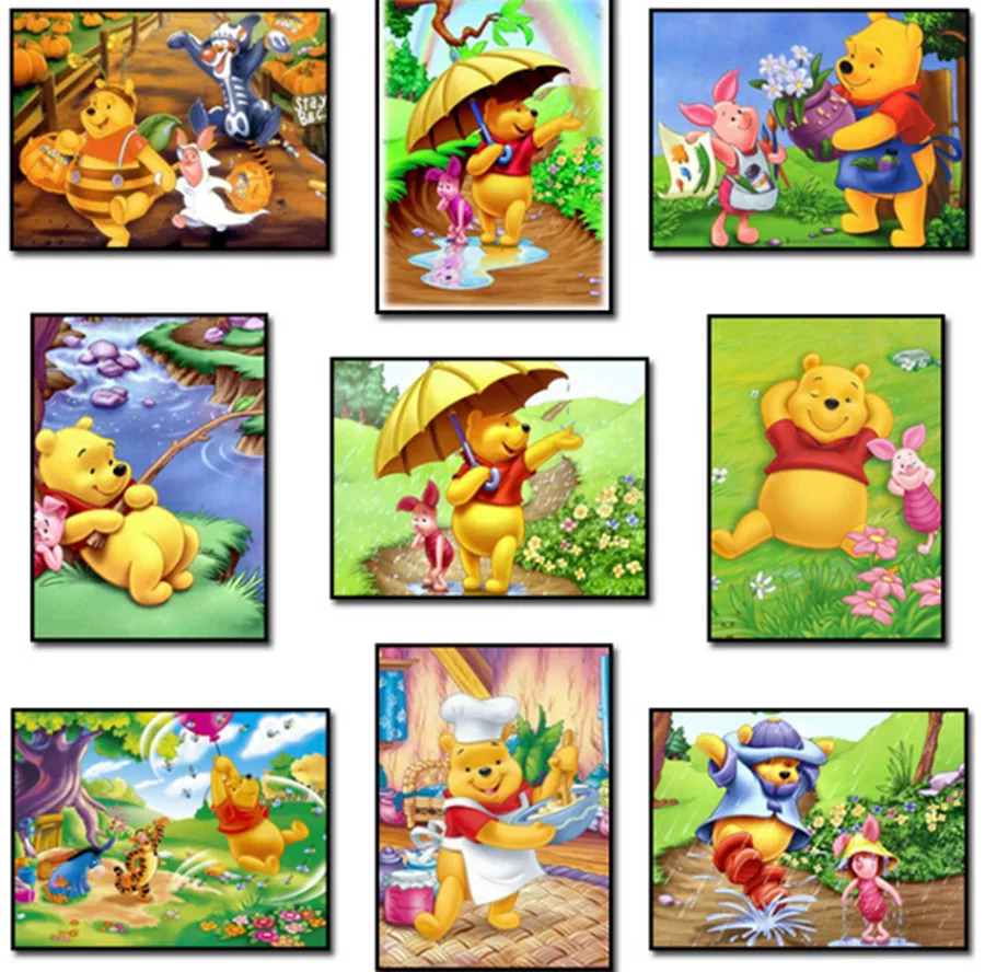 5D DIY Алмазный рисунок мультфильм маленький желтый медведь поросенок животное