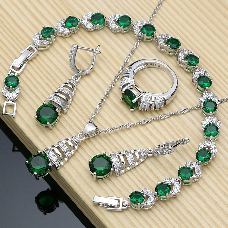 Женский ювелирный комплект на годовщину свадебный ожерелье серьги кольцо