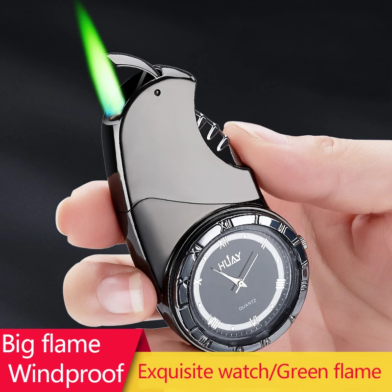 

Jet Green Flame Lighter Torch Turbo Inflated Gas Butane Lighter Windproof Cigar Cigarette Metal Luxurious Watch Gasoline Lighter