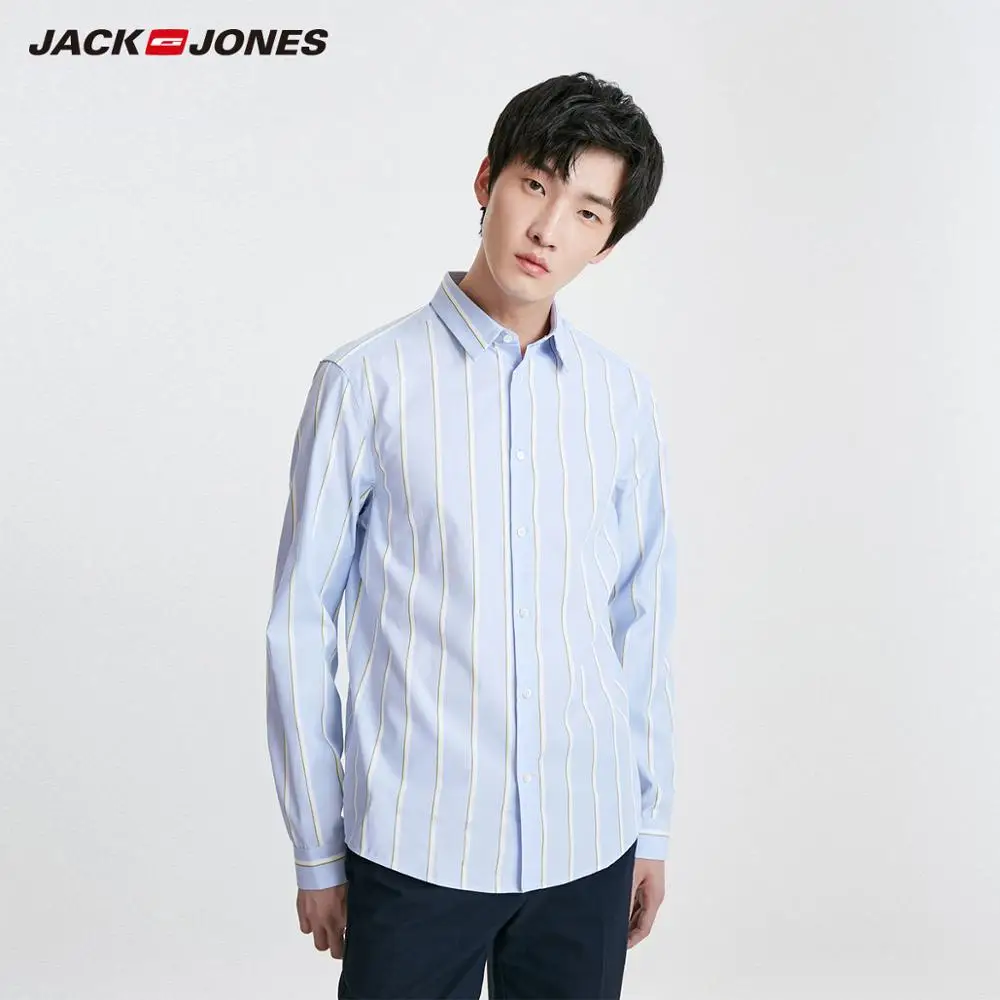 Мужская Повседневная рубашка JackJones 100% хлопок с контрастными полосками