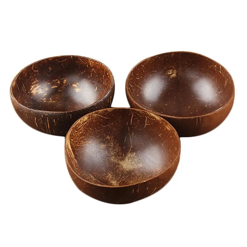 

1Pcs Natural Coconut Bowl Decoration Fruit Salad Noodle Rice Bowl Wooden Fruit Bowl Handicraft Creative Coconut Shell Bowl