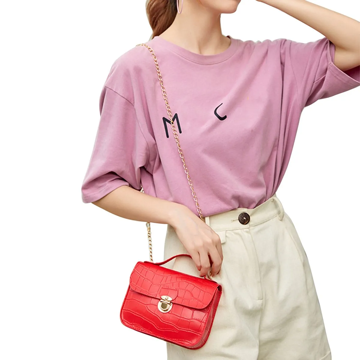 Женская маленькая сумка через плечо Классическая крокодиловая на легкая с