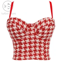 houndstooth camisole outer wear plaid shaping bra design niche color contrast woolen tube top women