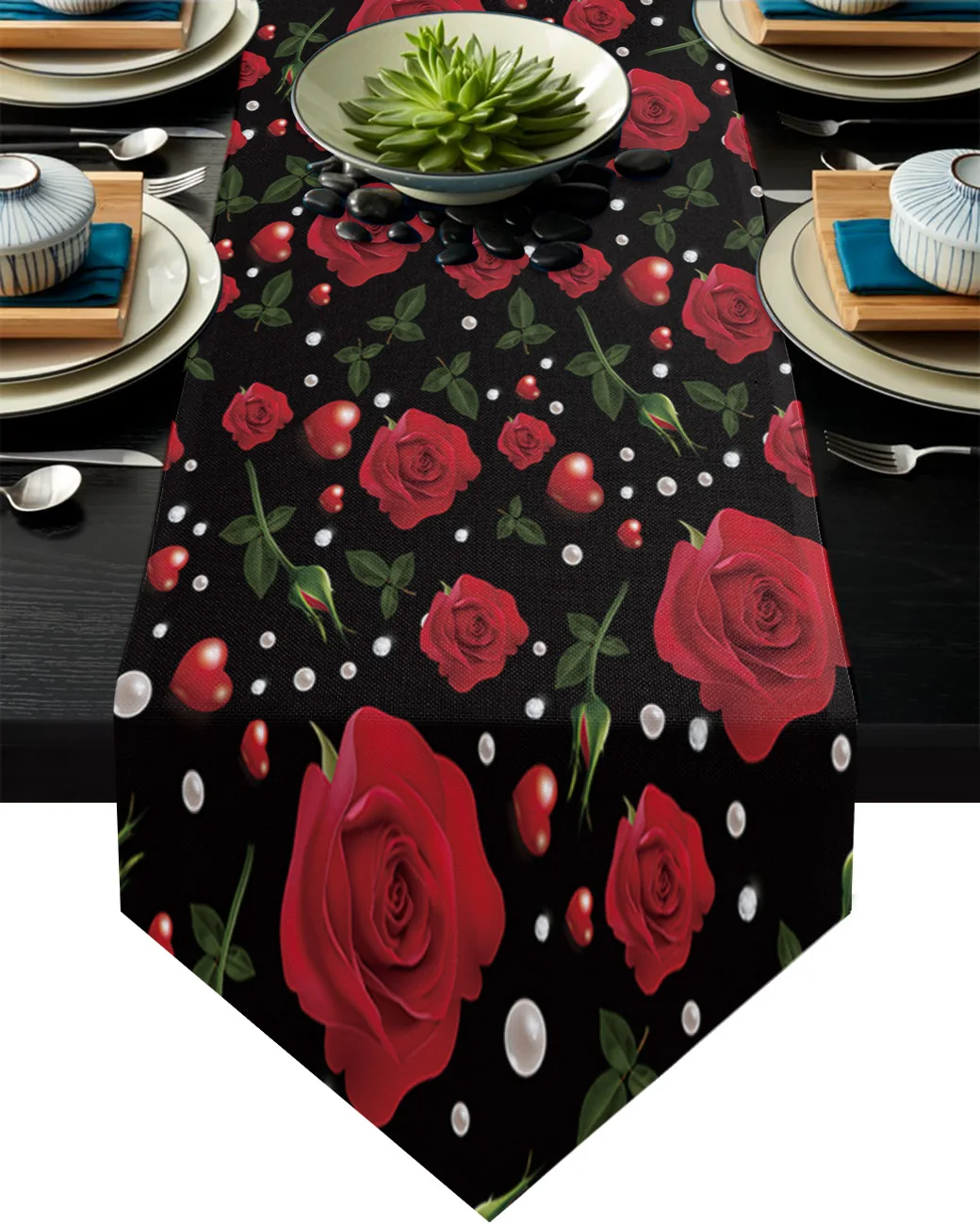 Романтическая настольная дорожка с розами и сердцами свадебное украшение для