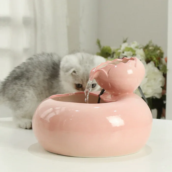 Cat Ceramic Water Fountain Automatic Pet Drinking Fountain Quiet Electric Automatic Circulation System Water Dispenser P7Ding