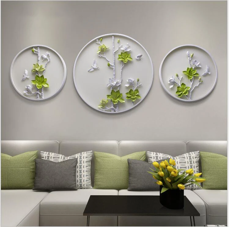 Роскошная 3D стерео рельефная настенная подвесная круглая картина цветы