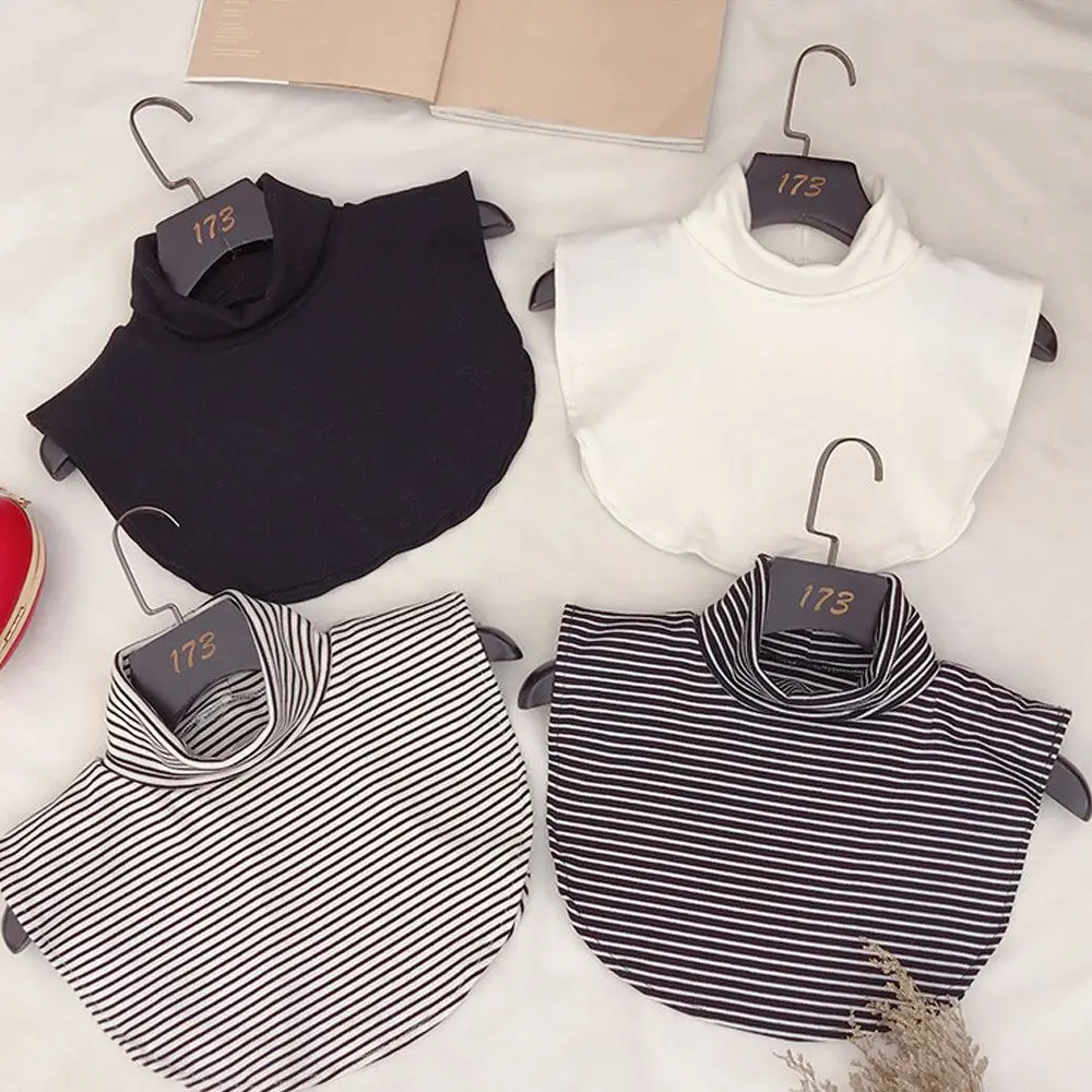 

Women Turtleneck Knitted Detachable Fake Collar Autumn Winter Warm Windproof Scarf Ribbed Solid Color Wrap