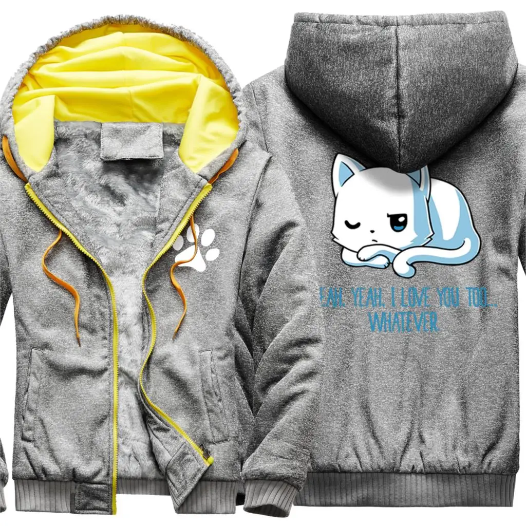 

White Cat Camouflage Raglan Thicken Jackets For Mens Keep Warm Winter Clothing Casual Korean Style Tops Fashion Sudadera Hombre