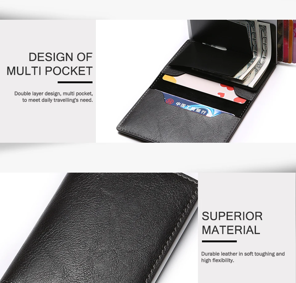 Rfid держатель для карт, мужские кошельки, сумка для денег, Мужской винтажный черный короткий кошелек, маленькие кожаные тонкие кошельки, Мини кошельки, тонкие