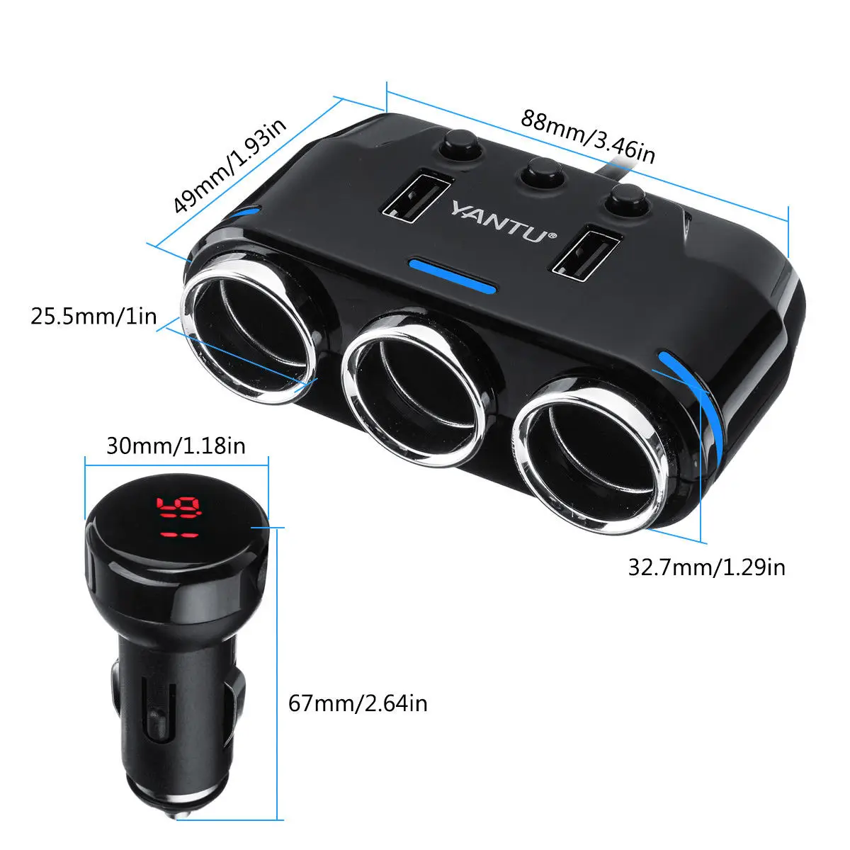 Адаптер для зарядного устройства с двумя USB портами DC 12/24 В 1 шт. (Цвет: