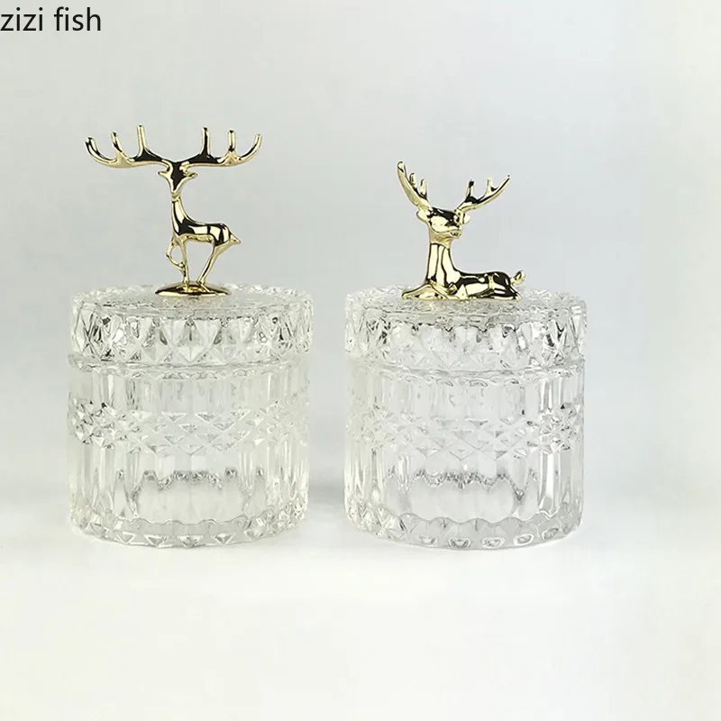 Прозрачная стеклянная банка для конфет в европейском стиле декоративная емкость