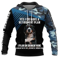 bernese mountain dog hoodie for men 3d printed unisex springautumn casual pullover loose hooded streetwear dropshipping