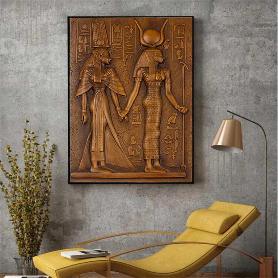 Египетская Картина на холсте египетские иероглифы старые логотипы и буквенные