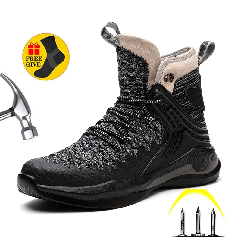 

2021 Men's and Women's Fashion Lightweight Steel Toe Safety Boots Anti-puncture And Anti-smashing Work Shoes