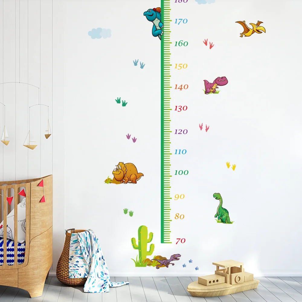 Настенная Наклейка с измерителем роста в виде мультяшного динозавра для детских