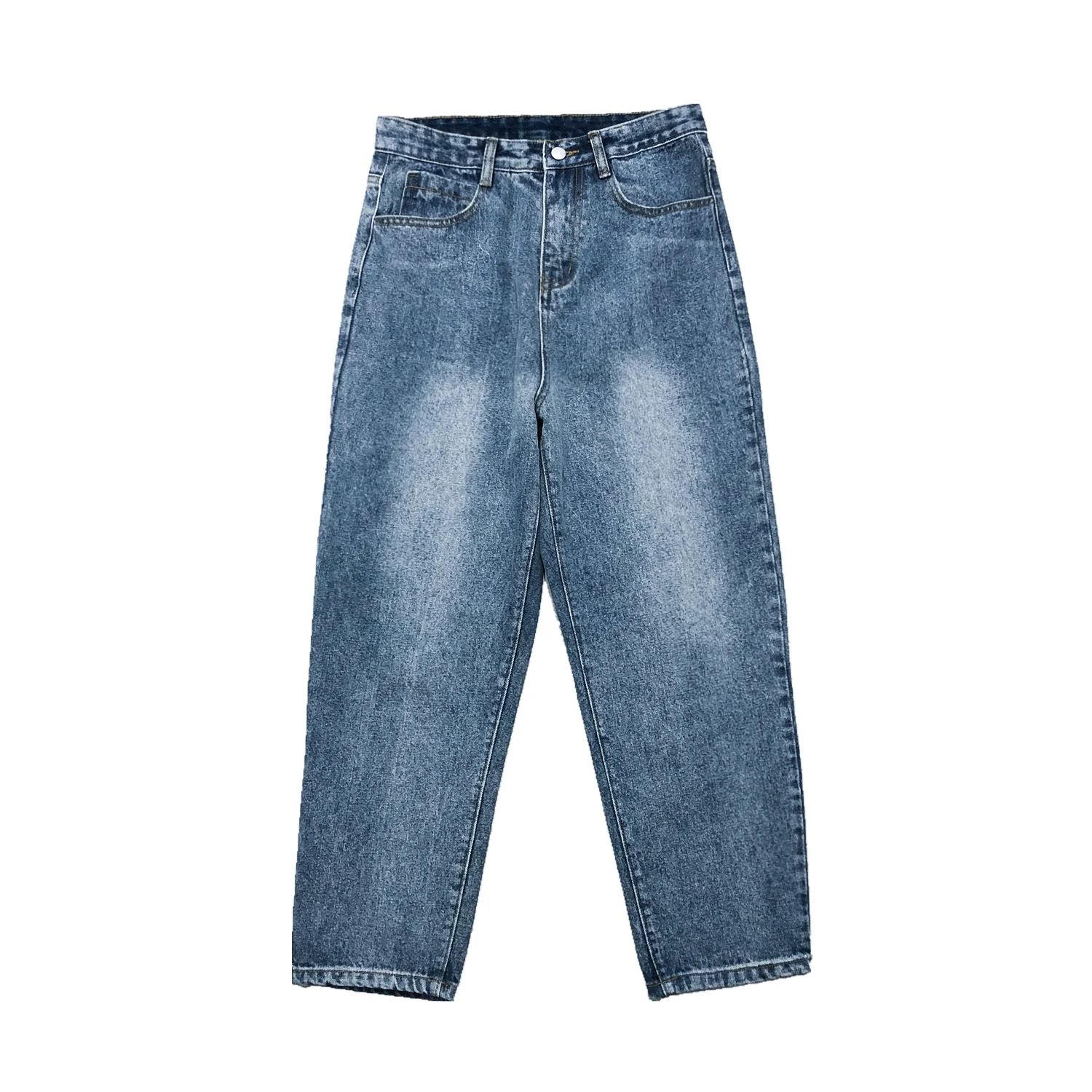 

Hip Hop Straight Denim Trousers Mens Clothes Autumn Jeans Men's Fashion Washed Casual Retro Jean Pants Men Streetwear Wild Loose