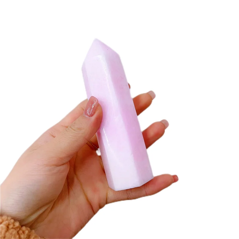 Pink Aragonite Point Rare Crystal Stone Obelisk Tower For Healing Decoration