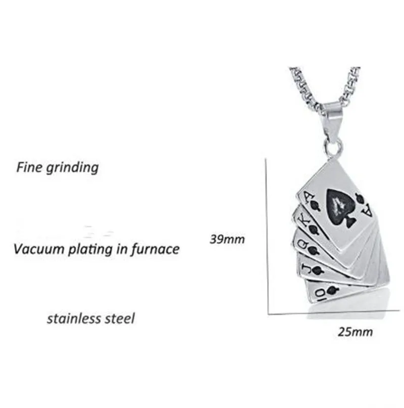 Ожерелье из нержавеющей стали для мальчиков стильное колье с кулоном и игральной