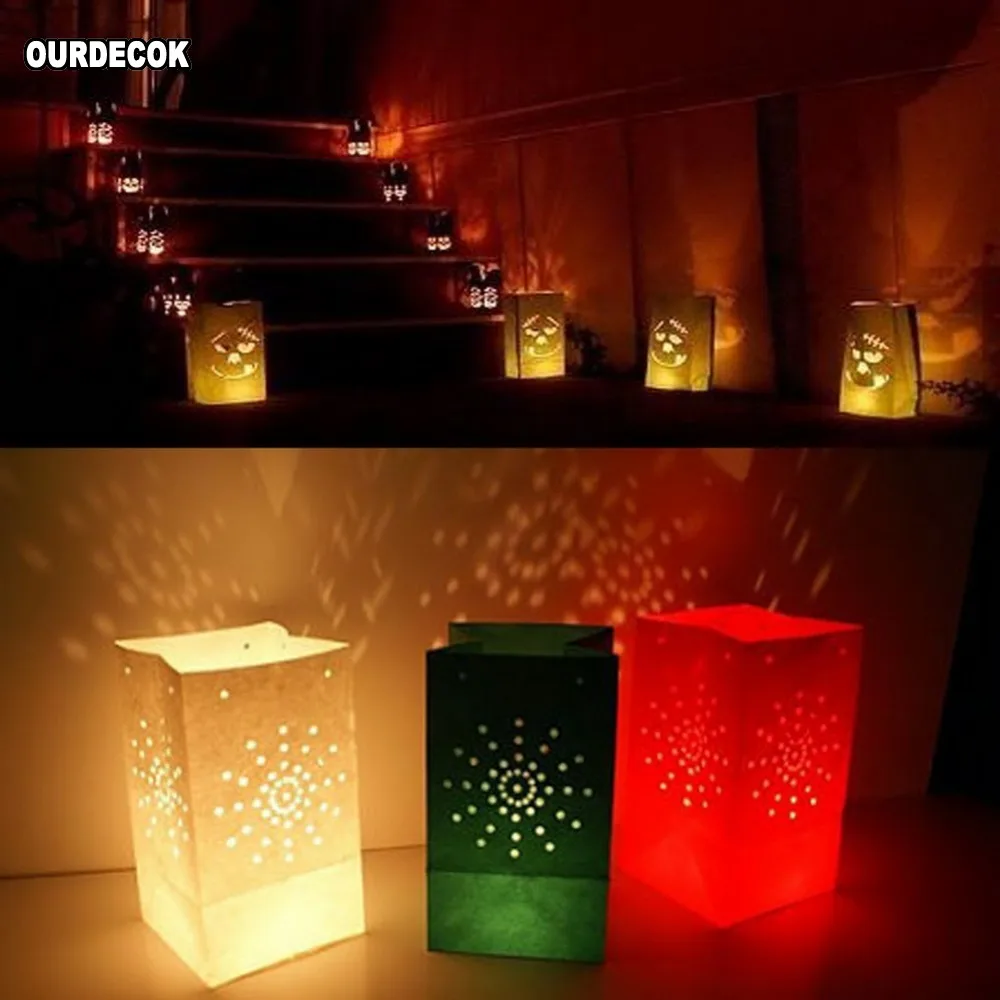 Продажа 50 шт. 25 см белая бумажная сумка для свечей, светодиодный светильник, лампионное сердце для романтического дня рождения, вечерние украшения д...