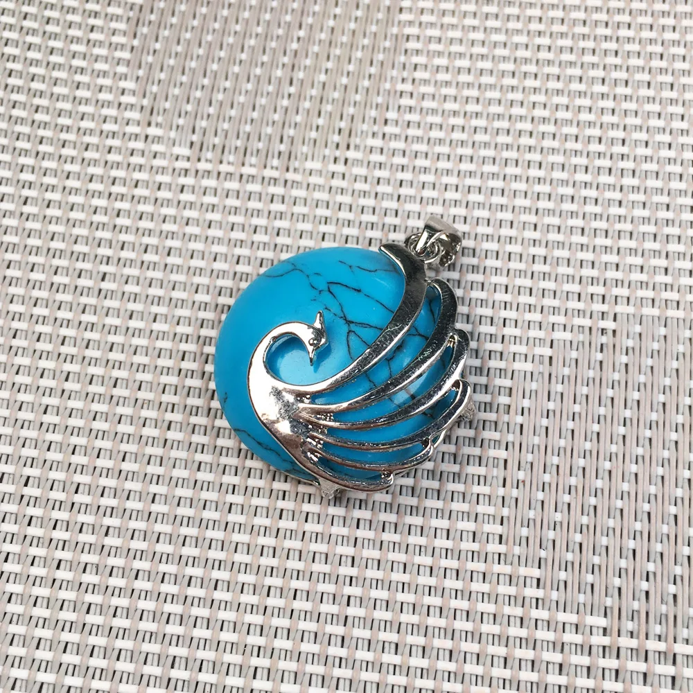 2020 New Ladies DIY Pendant Jewelry Multi-style Peacock-shaped Zinc Alloy + Clasp-shaped Semi-precious Stone Size 25x30m | Украшения и