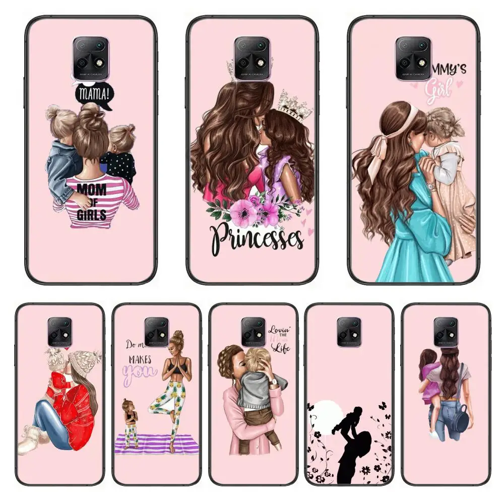 

Pink family super mom baby Phone Case For XiaoMi Redmi 10X 9 8 7 6 5 A Pro S2 K20 T 5G Y1 Anime Black Cover Silicone Back Prett