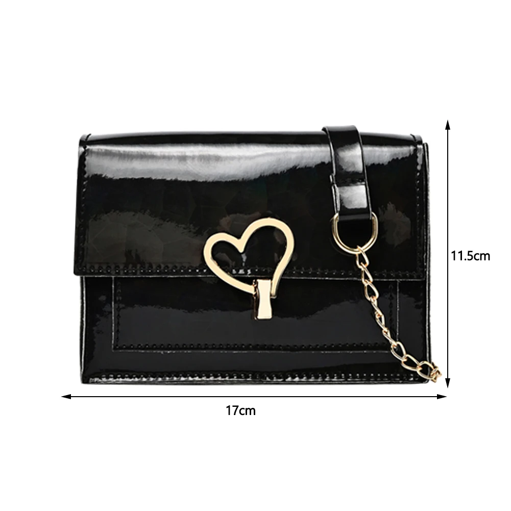 

Small Crossbody Bags for Women Shoulder Purses Fashion Ladies Solid Color Heart Buckle PU Leather Chain Clutch Handbags