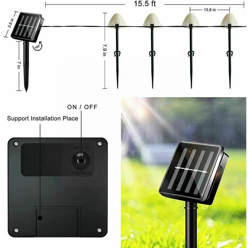 

Solar LED String Light Garden Decorative Lamp Waterproof Garland Light Festival Mushroom Decor Lights Lights Outdoor Patio M1G4